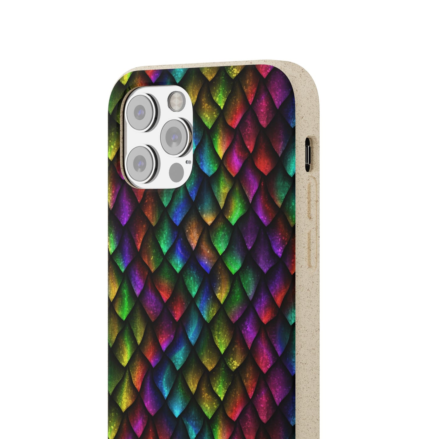 Biodegradable Dragon Scale Pattern Phone Case - Black Rainbow Colors | Eco-Friendly