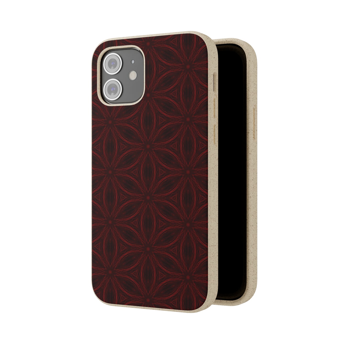 Deep Burgundy and Black Patterned Biodegradable Phone Case