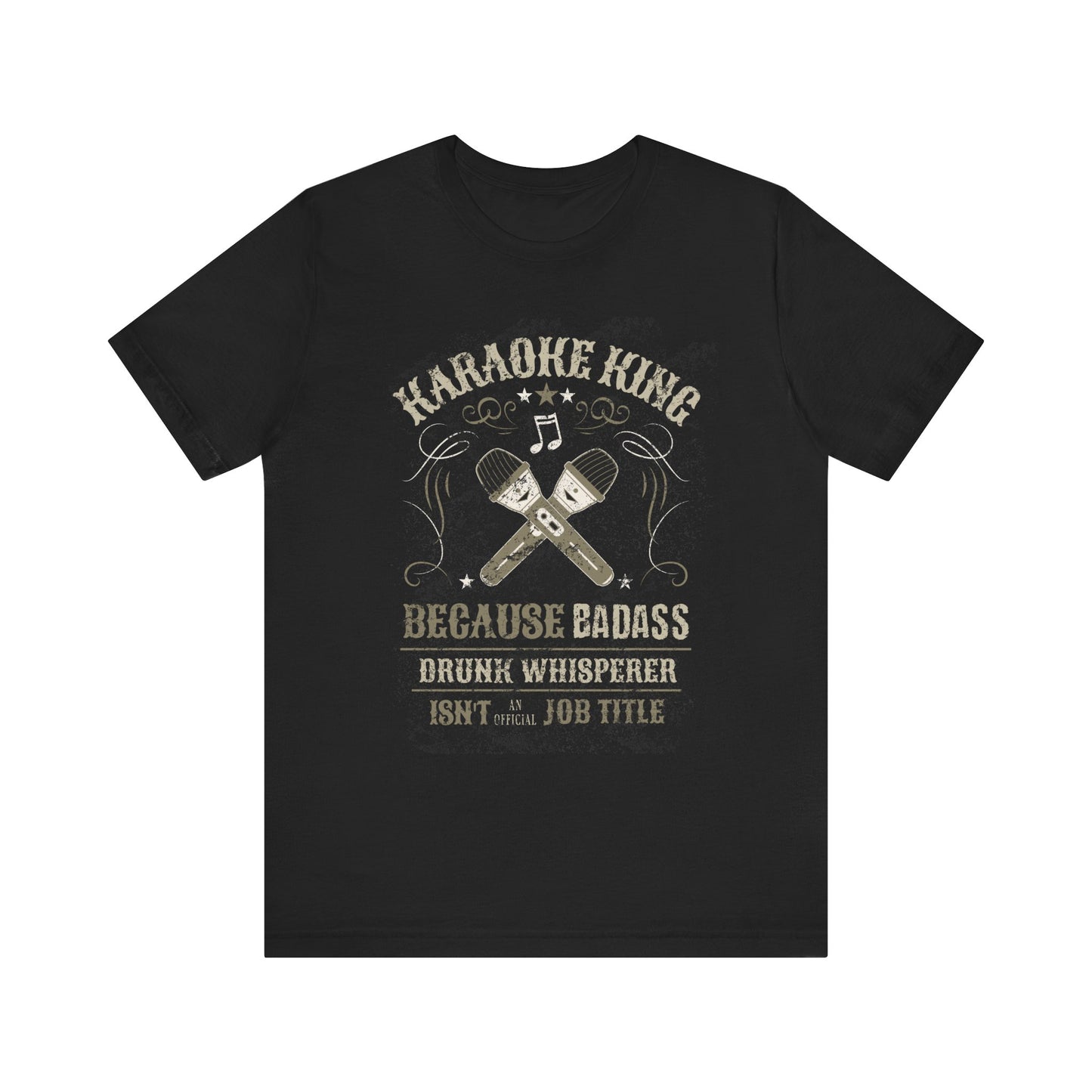 Karaoke King T-Shirt | Funny Drunk Whisperer Tee | Distressed Vintage Style Mic Design