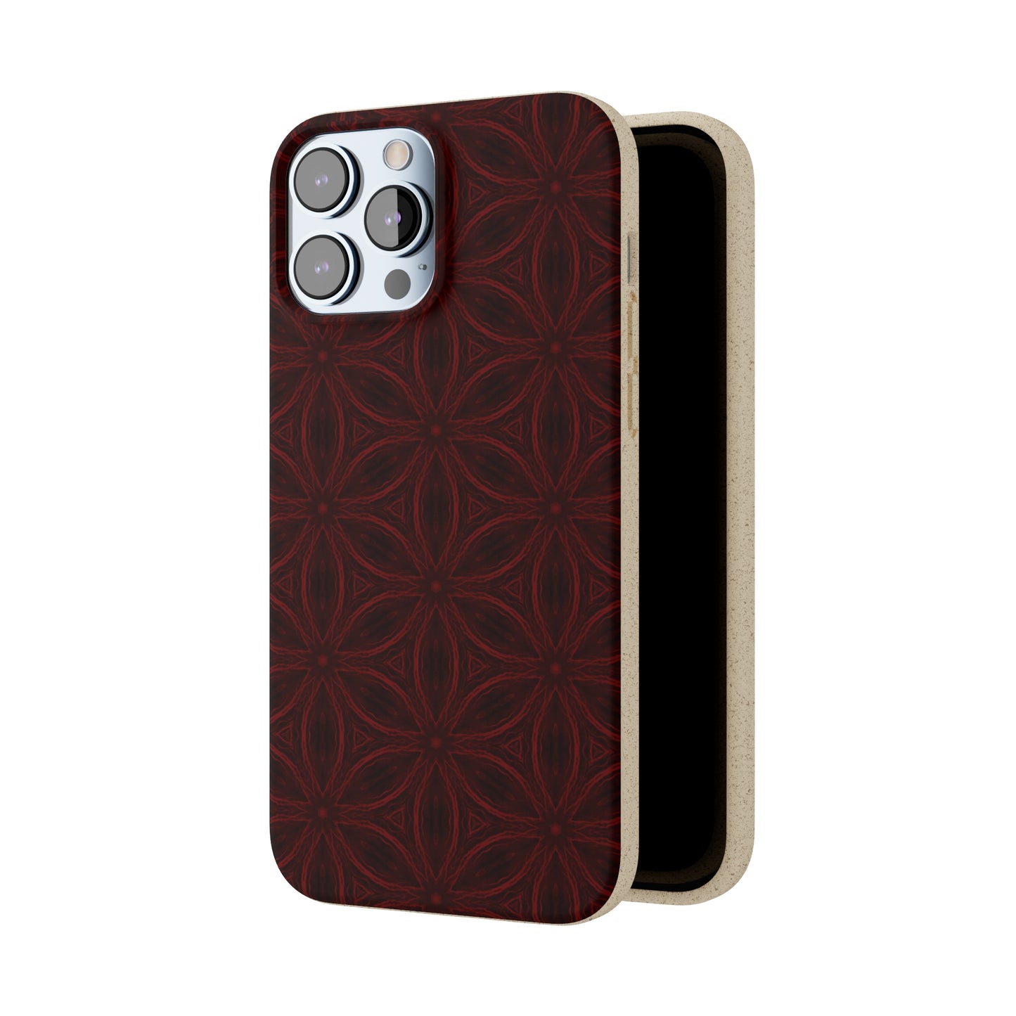 Deep Burgundy and Black Patterned Biodegradable Phone Case