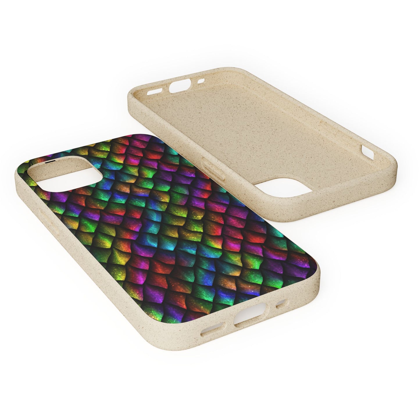 Biodegradable Dragon Scale Pattern Phone Case - Black Rainbow Colors | Eco-Friendly