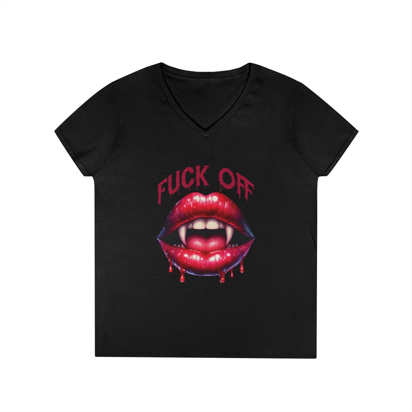 F-Off Ladies' Vampire V-Neck Halloween T-Shirt