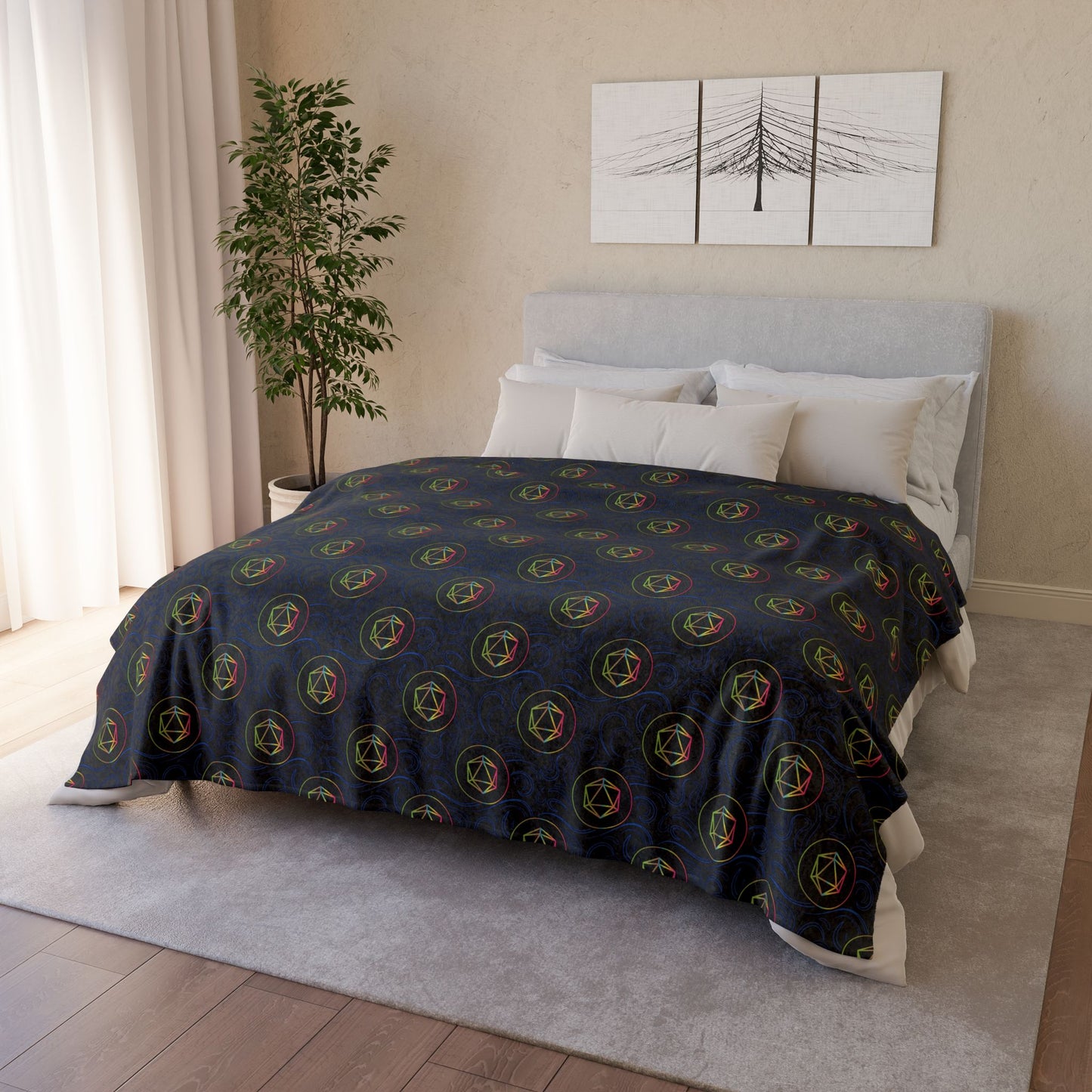 Polyester Blanket - Tabletop RPG Dice and Swirls Design