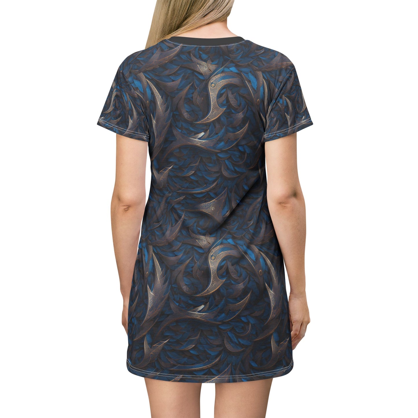 Bronze Blades and Blue Feathers Tunic Dress