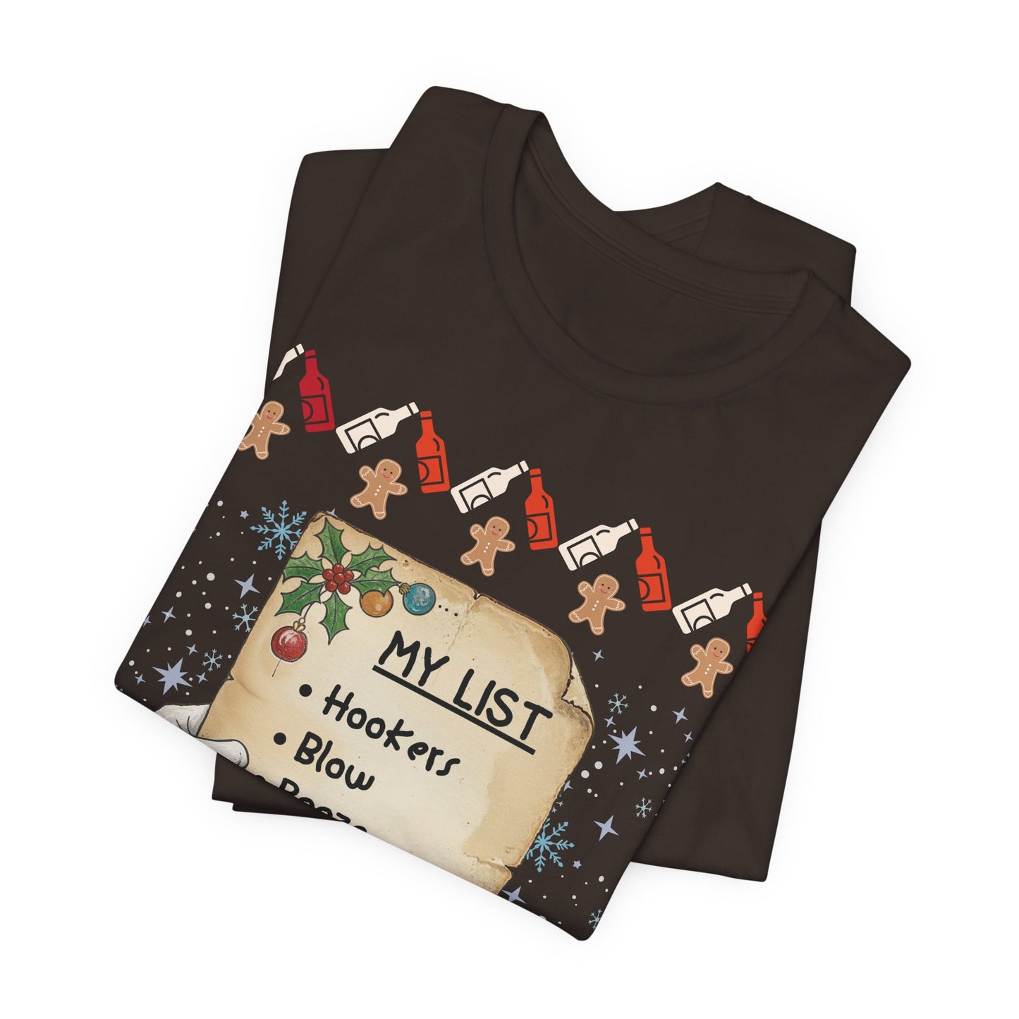 Crude Funny Santa Christmas List Ugly Sweater Style | Adult Holiday Humor Tee