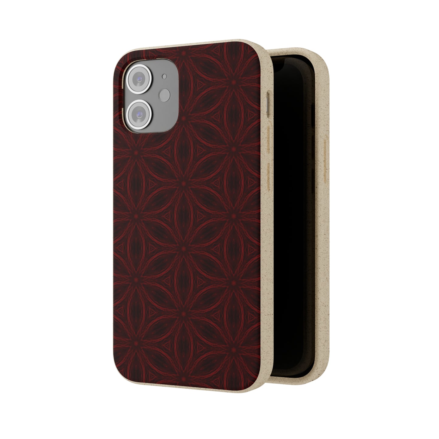 Deep Burgundy and Black Patterned Biodegradable Phone Case