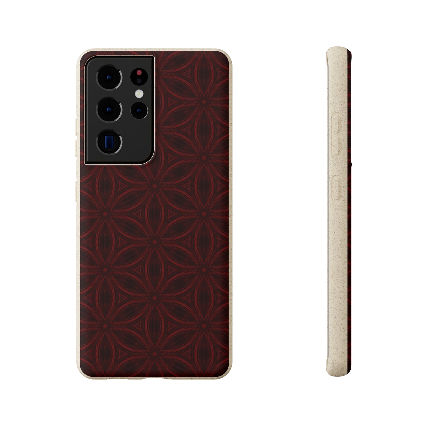 Deep Burgundy and Black Patterned Biodegradable Phone Case