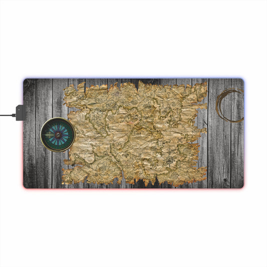 Vintage Pirate's Treasure Map Gaming Mouse Mat with LED Lights