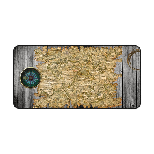 Vintage Pirate's Treasure Map Desk Mat - Nautical Decor