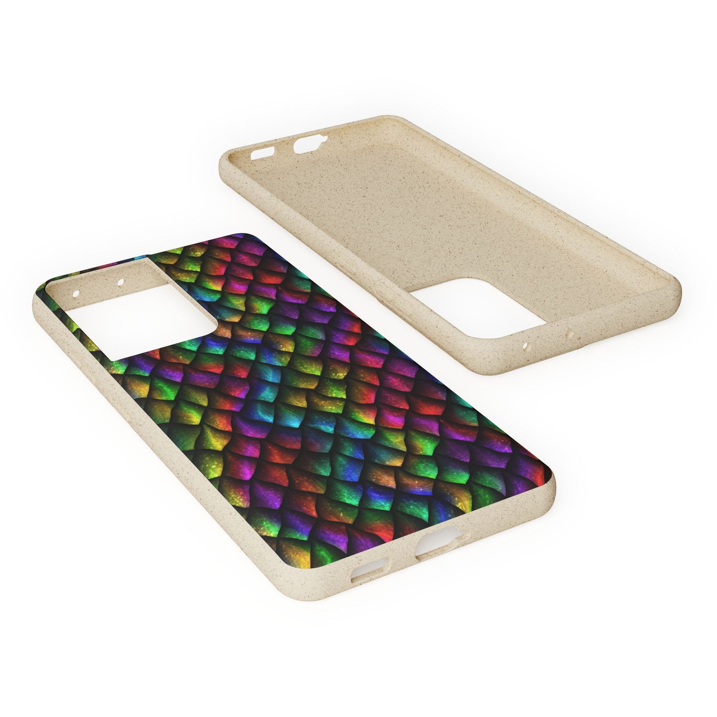 Biodegradable Dragon Scale Pattern Phone Case - Black Rainbow Colors | Eco-Friendly