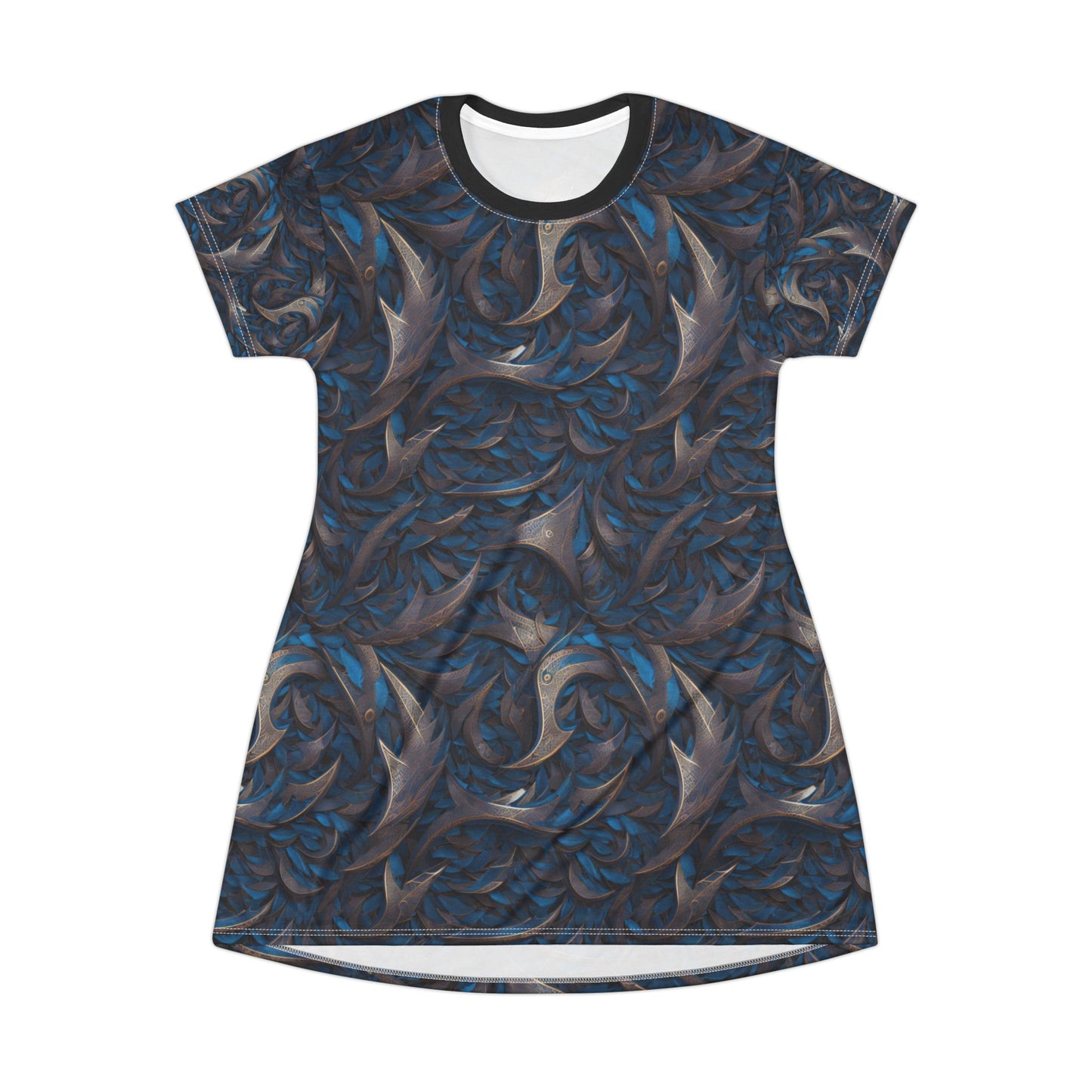 Bronze Blades and Blue Feathers Tunic Dress