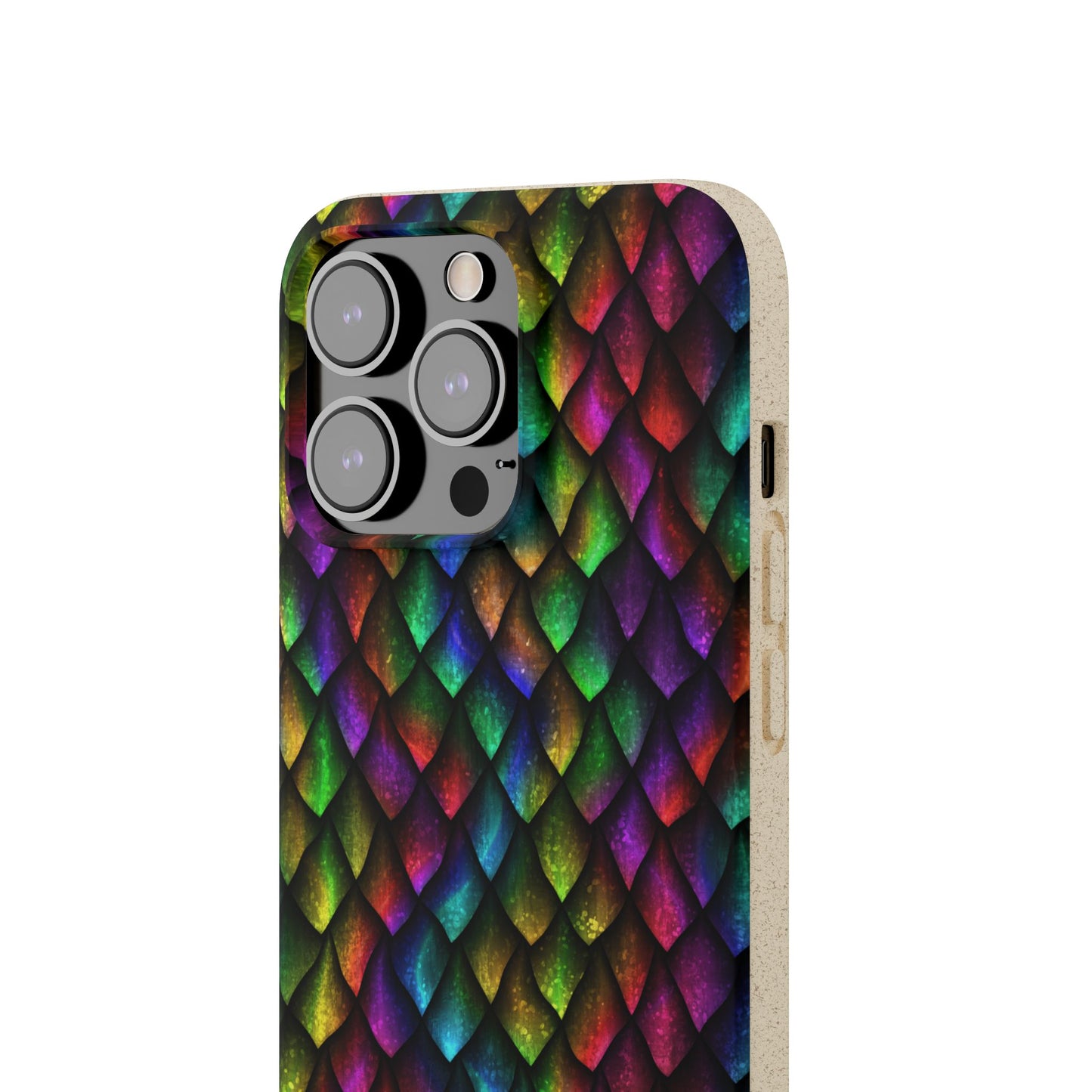 Biodegradable Dragon Scale Pattern Phone Case - Black Rainbow Colors | Eco-Friendly