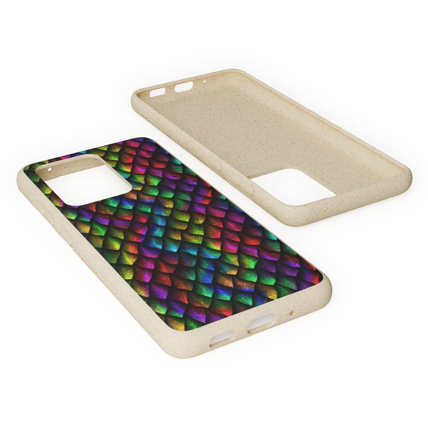 Biodegradable Dragon Scale Pattern Phone Case - Black Rainbow Colors | Eco-Friendly