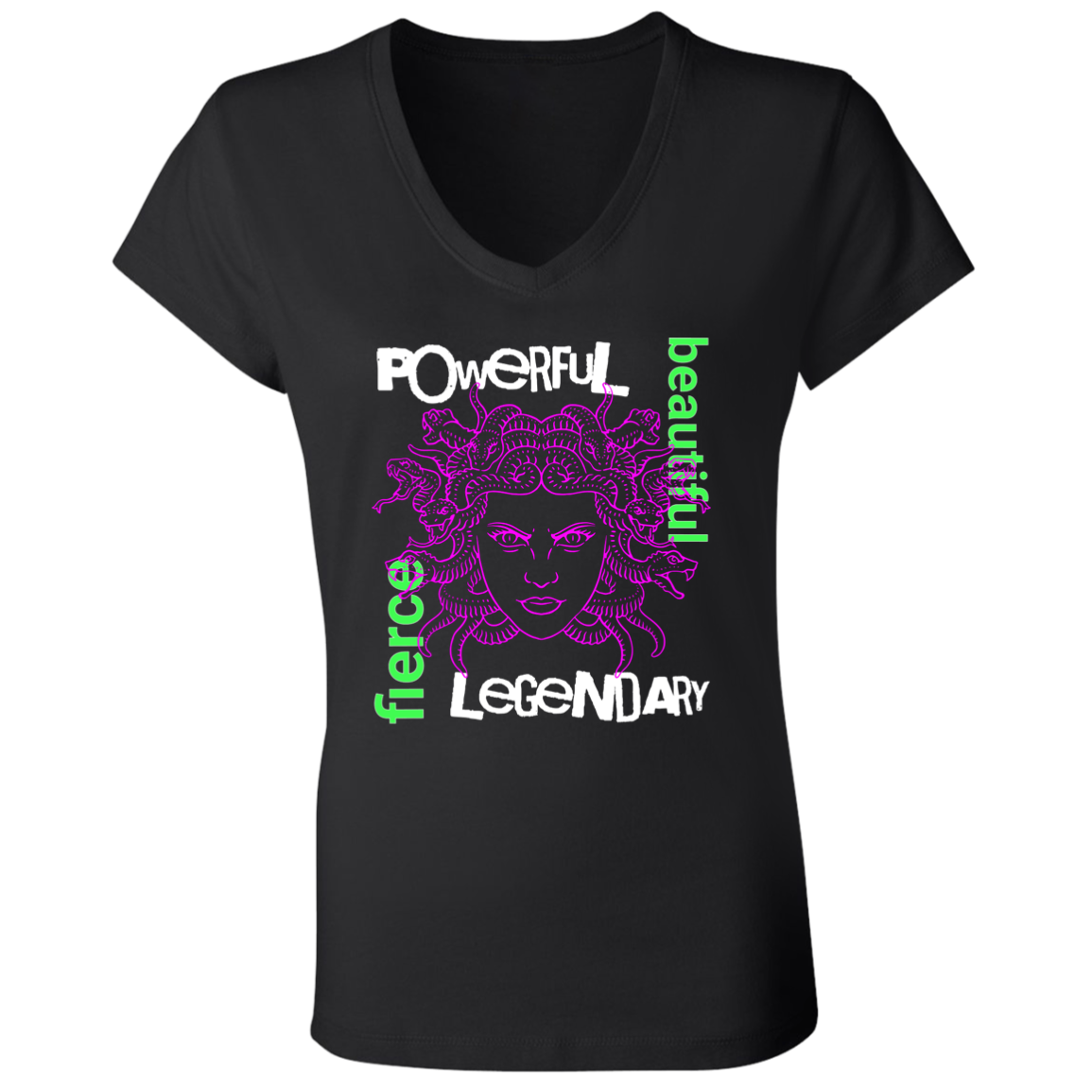 Empowerment Streetwear: Powerful, Fierce, Beautiful Medusa V-Neck T-Shirt