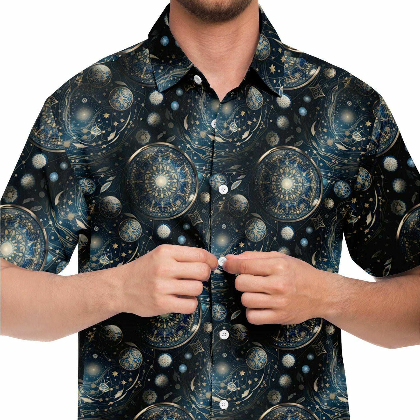Celestial Steampunk Hawaiian Shirt | Ancient Astronomy Short Sleeve Button Down Shirt